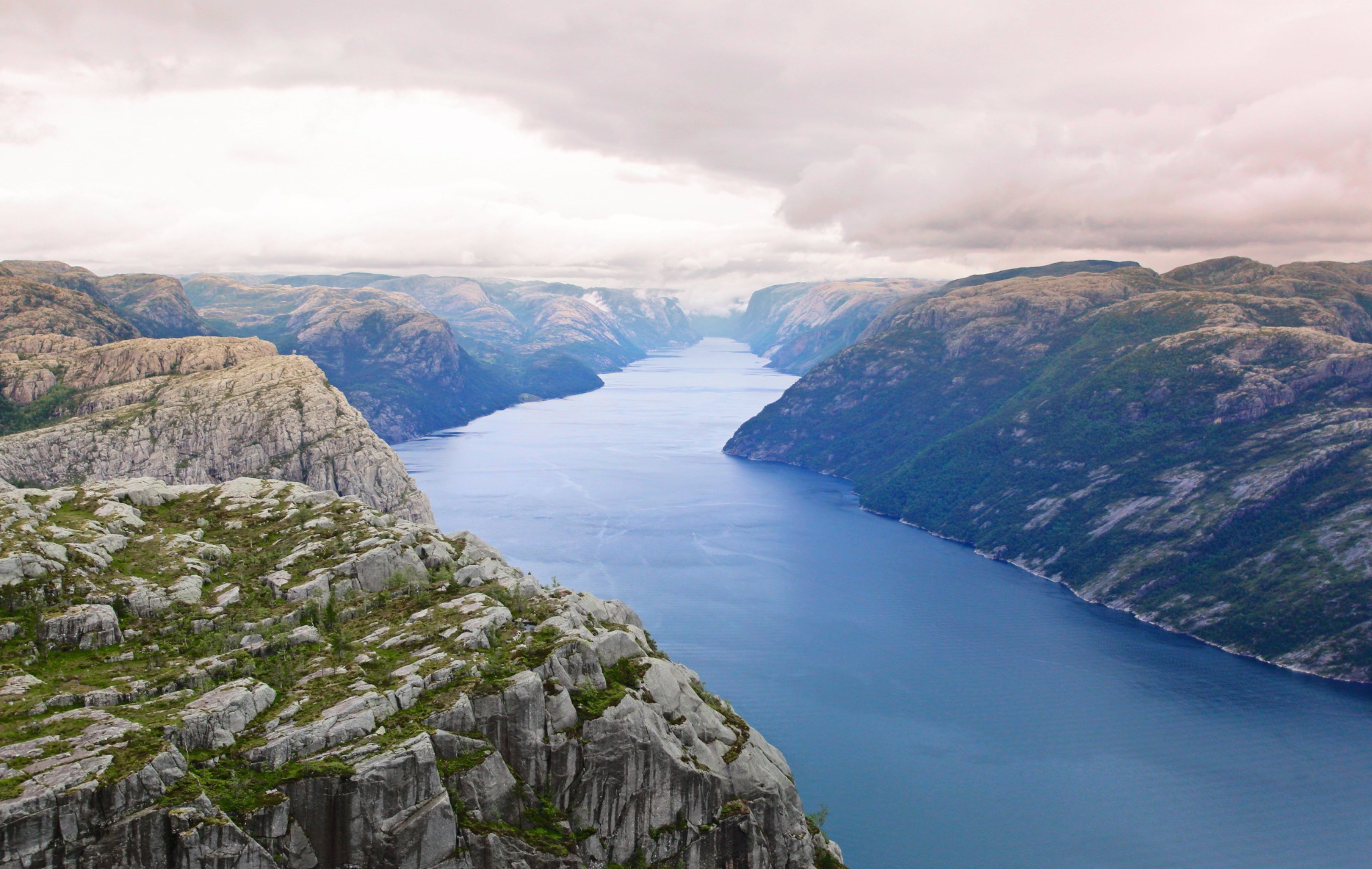 A fjord extending between rocky mountains